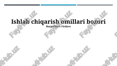 ishlab chiqarish omillari bozori — PPTX