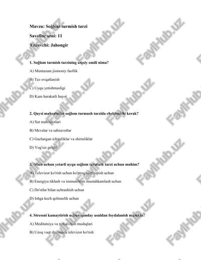 soĝlom turmish tarzi — DOCX