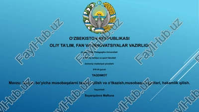 suzish bo’yicha musobaqalarni tashkil qilish va o’tkazish — PPTX