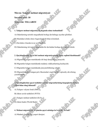 xalqaro mehnat migratsiyasi — DOCX