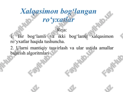 xalqasimon bog‘langan ro‘yxatlar — PPTX