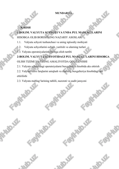 valyuta schyoti va pul mablag'larini hisobga olib borishning nazariy asoslari — DOCX