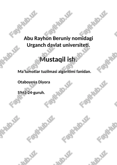 ma’lumotlar tuzilmasi algoritimi fanidan — DOC