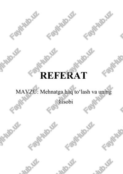mehnatga haq toʻlash va uning hisobi — DOCX