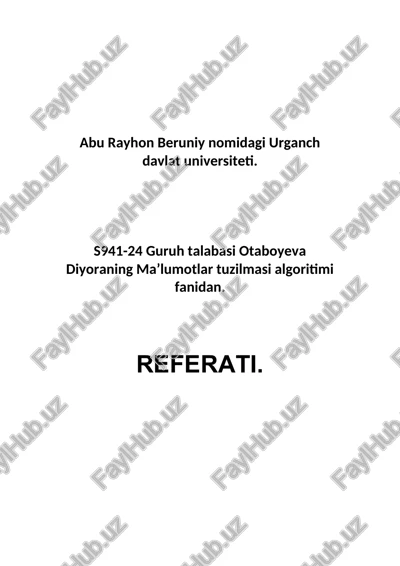 ma’lumotlar tuzilmasi algoritimi fanidan — DOC