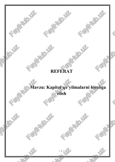 kapital qo’yilmalarni hisobga olish — DOCX