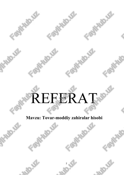 tovar-moddiy zahiralar hisobi — DOCX