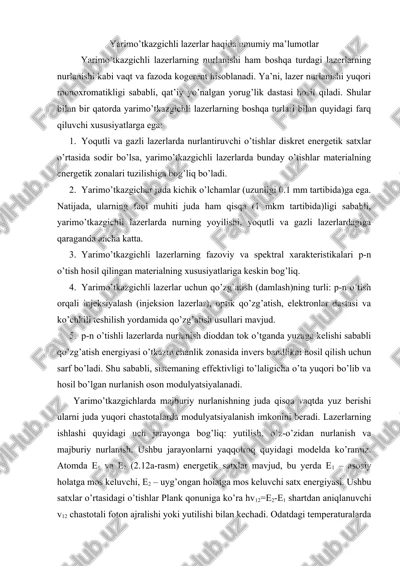 yarimo’tkazgichli lazerlar — DOCX