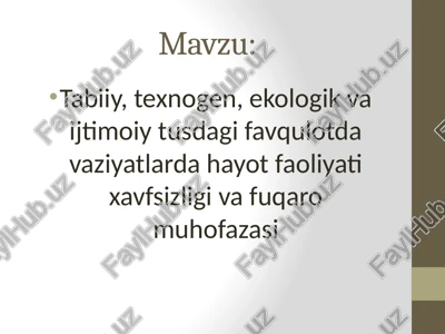 tabiiy, texnogen, ekologik vaijtimoiy — PPTX