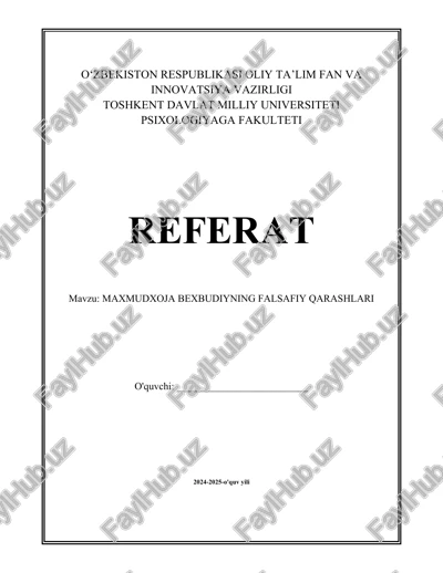 maxmudxoja bexbudiyning falsafiy qarashlari — DOCX