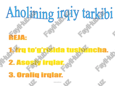 aholining irqiy tarkibi — PPTX