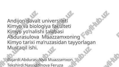 kimyoning hozirgi zamon davri.kvant kimyosi — PPTX