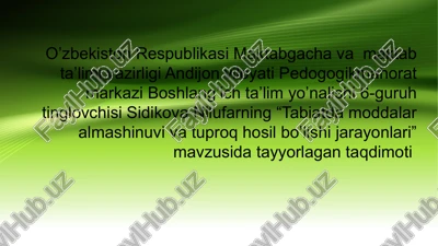 tabiatda moddalar almashinuvi va tuproq hosil bo’lishi jarayonlari — PPTX