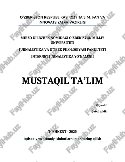iqtisodiy va ijtimoiy islohotlarni monitoring qilish — DOCX