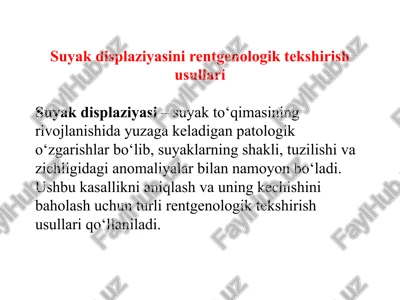 suyak displaziyasini rentgenologik tekshirish usullari — PPTX