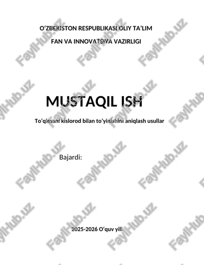 toʼqimani kislorod bilan toʼyinishini aniqlash usullar — DOCX