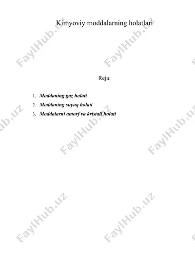 kimyoviy moddalarning holatlari — DOC