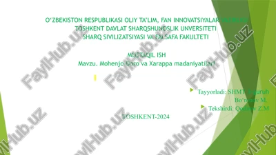 mohenjo-dorova xarappamadaniyatilar — PPTX