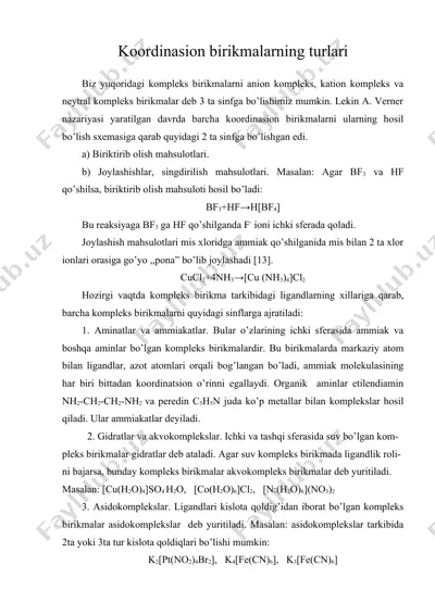 koordinasion birikmalarning turlari — DOC