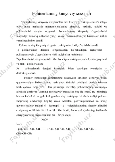 polimerlarning kimyoviy xossalari — DOC