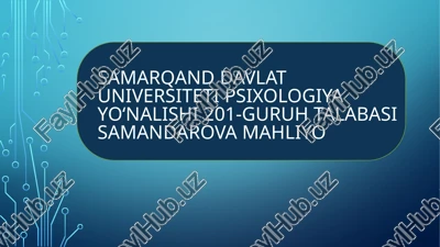 xotira haqida umumiy nazariyalar — PPTX