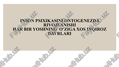 yoshdavrlar tabaqalanishi — PPTX