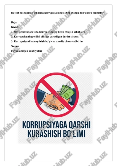 korrupsiya va uning oldini olish — DOCX