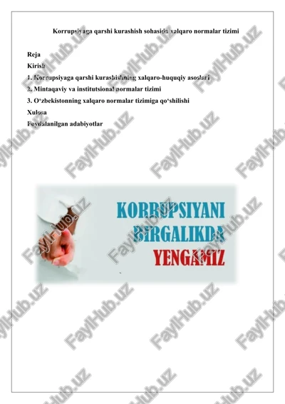 korrupsiyaga qarshi kurashish sohasida xalqaro normalar tizimi — DOCX