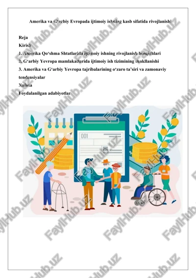 amerika va g‘arbiy evropada ijtimoiy ishning kasb sifatida rivojlanishi — DOCX