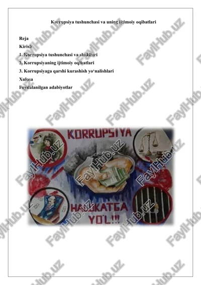 korrupsiya tushunchasi va uning ijtimoiy oqibatlari — DOCX