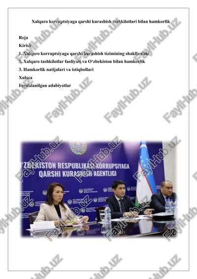 xalqaro korruptsiyaga qarshi kurashish tizimining shakllanishi — DOCX