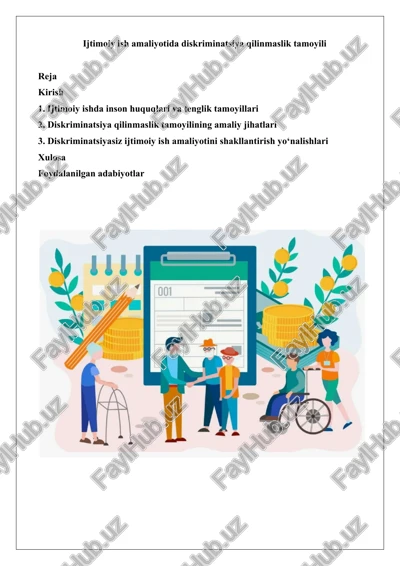 ijtimoiy ish amaliyotida diskriminatsiya qilinmaslik tamoyili — DOCX