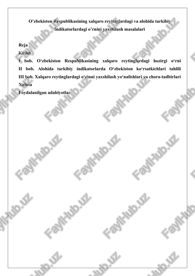 xalqaro reytinglar va alohida tarkibiy indikatorlar — DOCX
