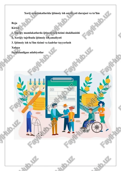 xorijiy mamlakatlarda ijtimoiy ish amaliyoti darajasi va ta’lim — DOCX