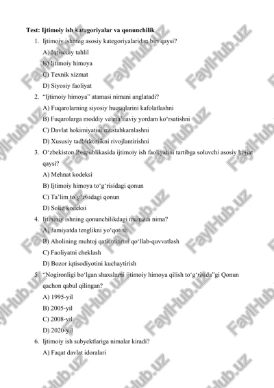 ijtimoiy ish kategoriyalar va qonunchilik — DOCX