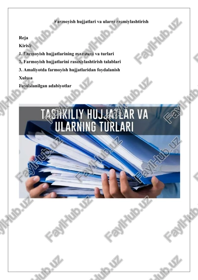 farmoyish hujjatlari va ularni rasmiylashtirish — DOCX