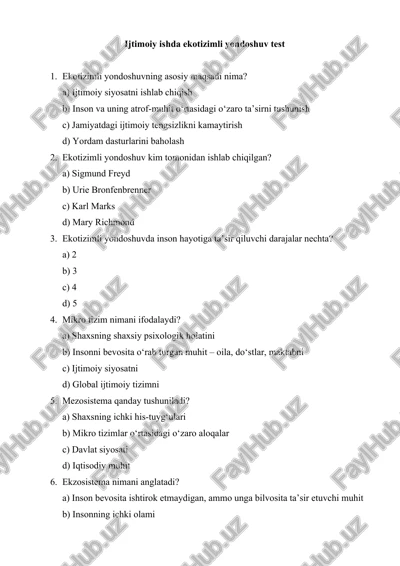 ekotizimli yondoshuv test — DOCX