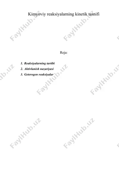 kimyoviy reaksiyalarning kinetik tasnifi — DOC