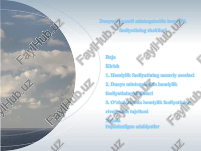 dunyoning turli mintaqalarida homiylik faoliyati ning shakllari — PPTX