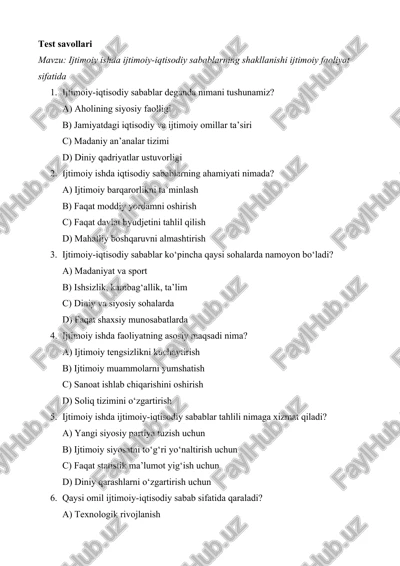 test savollari — DOCX