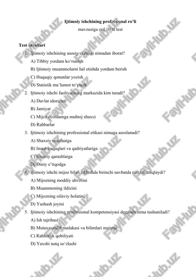 ijtimoiy ishchining professional ro’li — DOCX