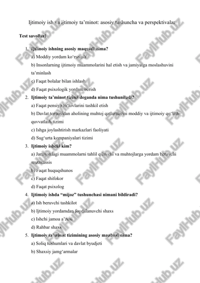 ijtimoiy ish va ijtimoiy ta’minot — DOCX