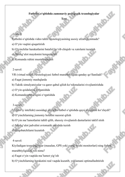 futbolni o‘qitishda zamonaviy pedagogik texnologiyalar — DOCX
