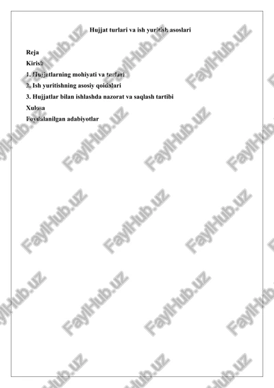 hujjat turlari va ish yuritish asoslari — DOCX