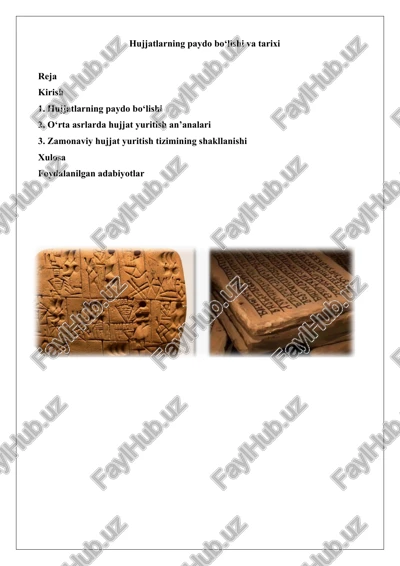 hujjatlarning paydo bo‘lishi va tarixi — DOCX