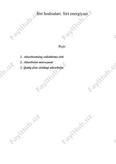 sirt hodisalari. sirt energiyasi — DOC