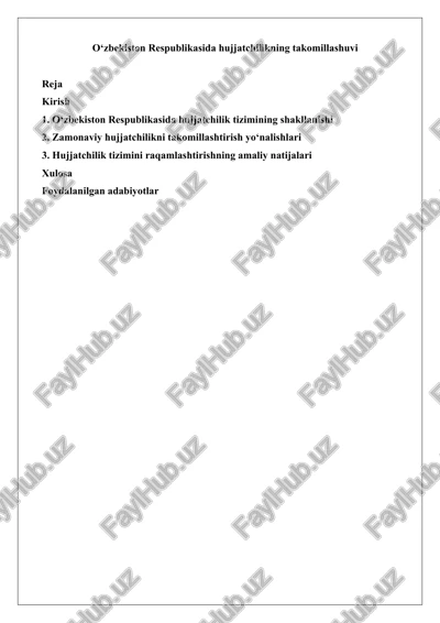 o‘zbekiston respublikasida hujjatchilik tizimining shakllanishi — DOCX
