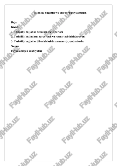 tashkiliy hujjatlar va ularni rasmiylashtirish — DOCX