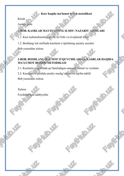 kasr haqida ma'lumot berish metodikasi — DOCX