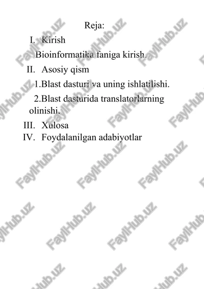 blast dasturi va unda ishlashni o'rganish bosqichlari — DOCX